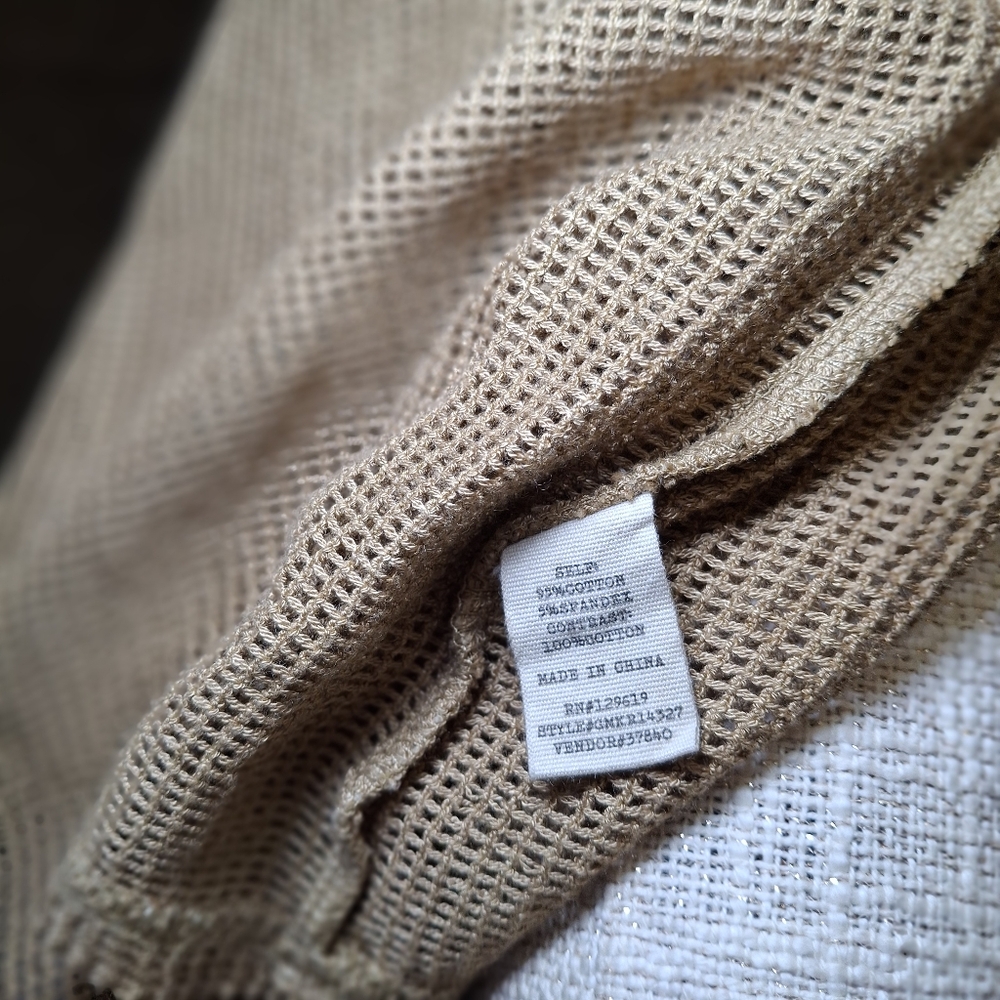 Open-Front Crochet Shoulder Knit Cardigan - Tan - Picture 9 of 9